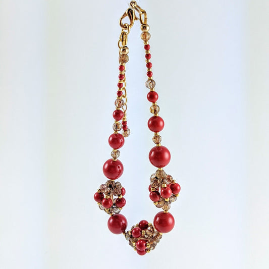 Red crystal pearl bracelet