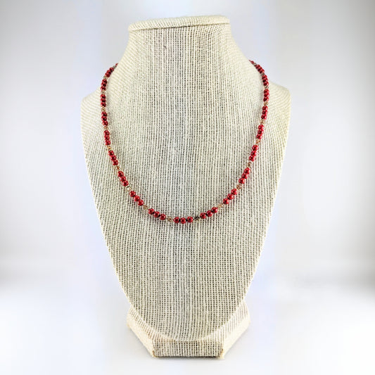 Red crystal pearl necklace