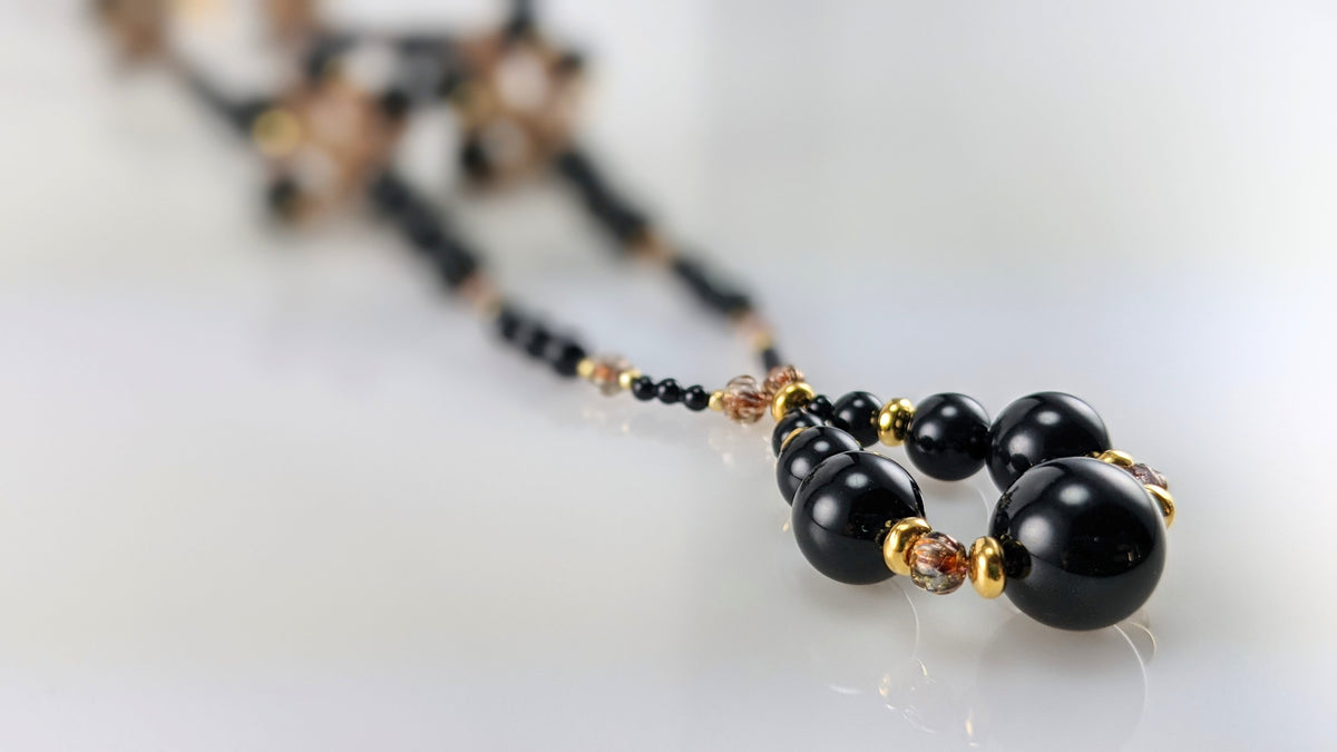 Mystic black crystal pearl necklace
