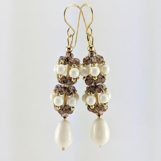 Ivory crystal pearl earrings