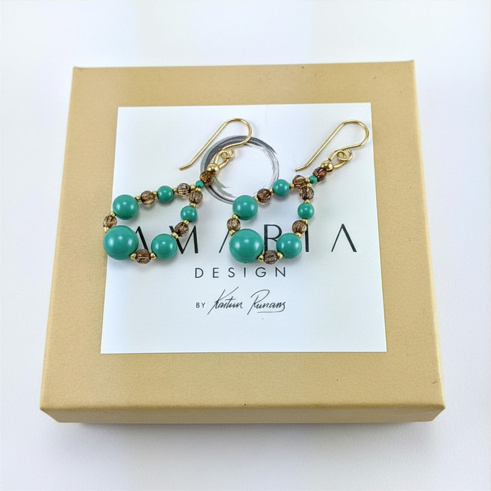 Jade crystal pearl earrings