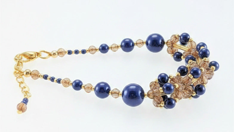 Dark lapis crystal pearl bracelet
