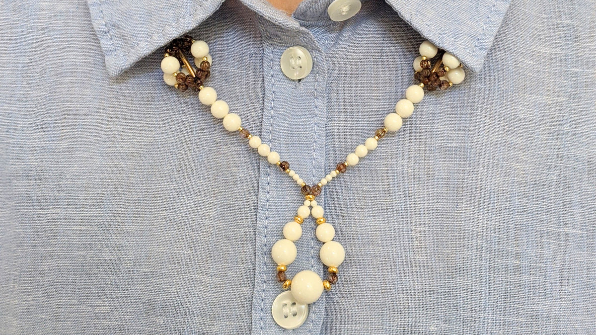 Ivory crystal pearl necklace