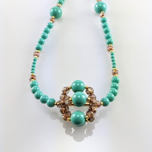 Jade crystal pearl necklace