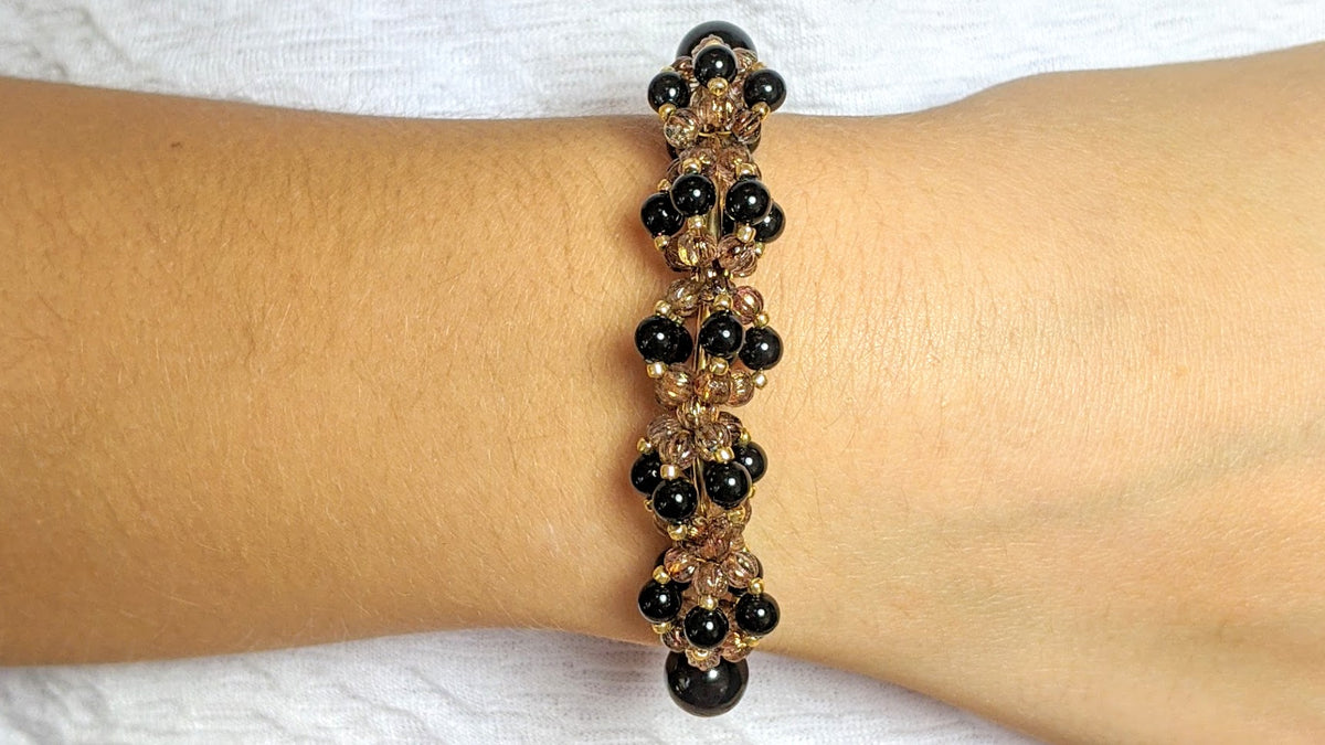 Mystic black crystal pearl bracelet