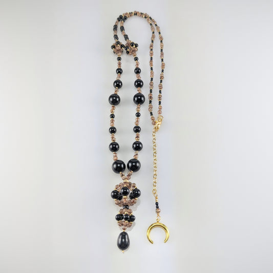 Mystic black crystal pearl necklace