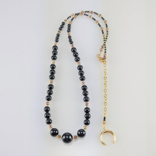 Mystic black crystal pearl necklace