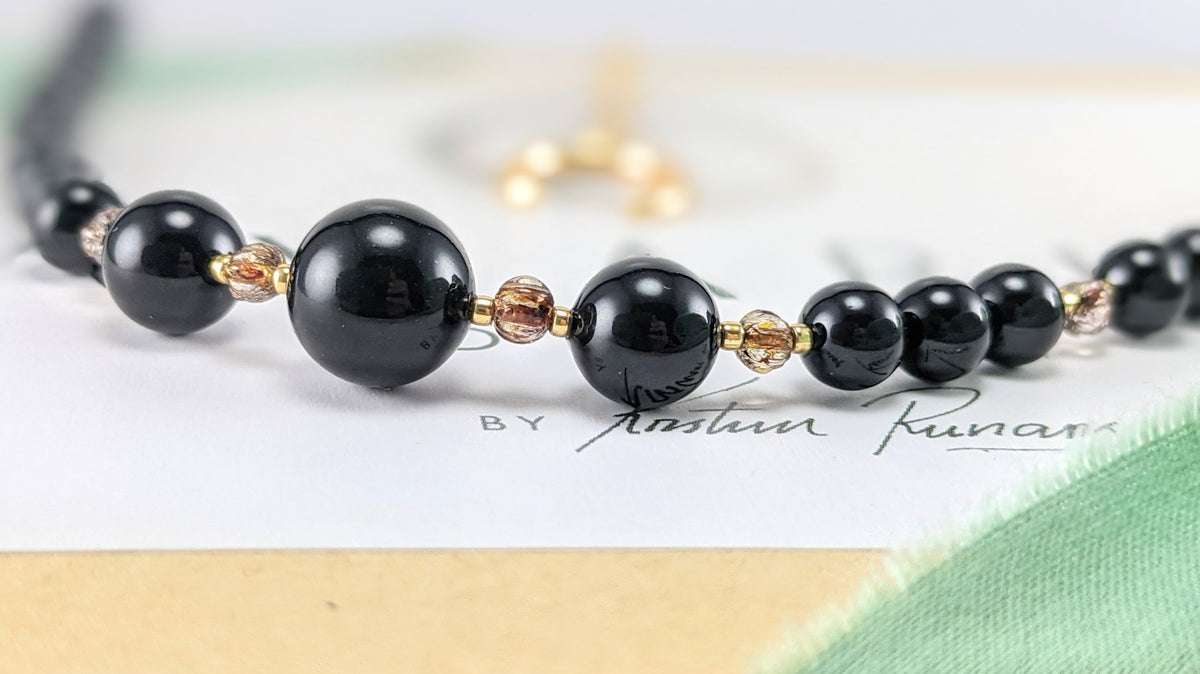 Mystic black crystal pearl necklace