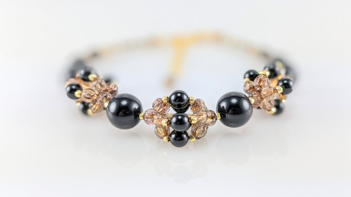 Mystic black crystal pearl bracelet