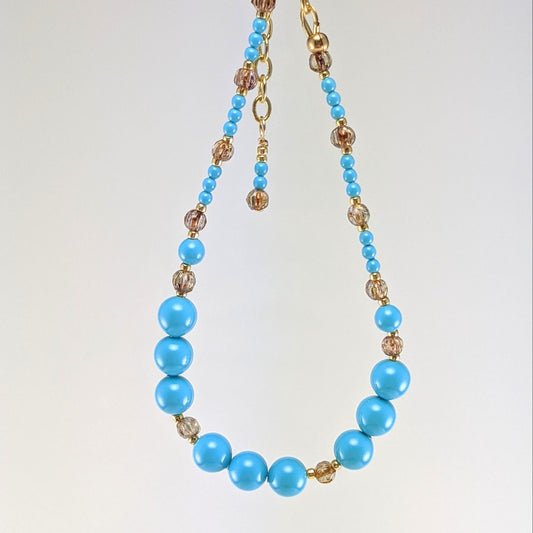 Turquoise blue crystal pearl bracelet