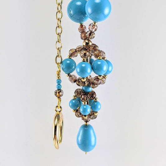 Turquoise blue crystal pearl necklace