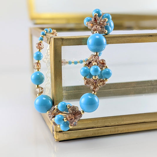 Turquoise blue crystal pearl bracelet