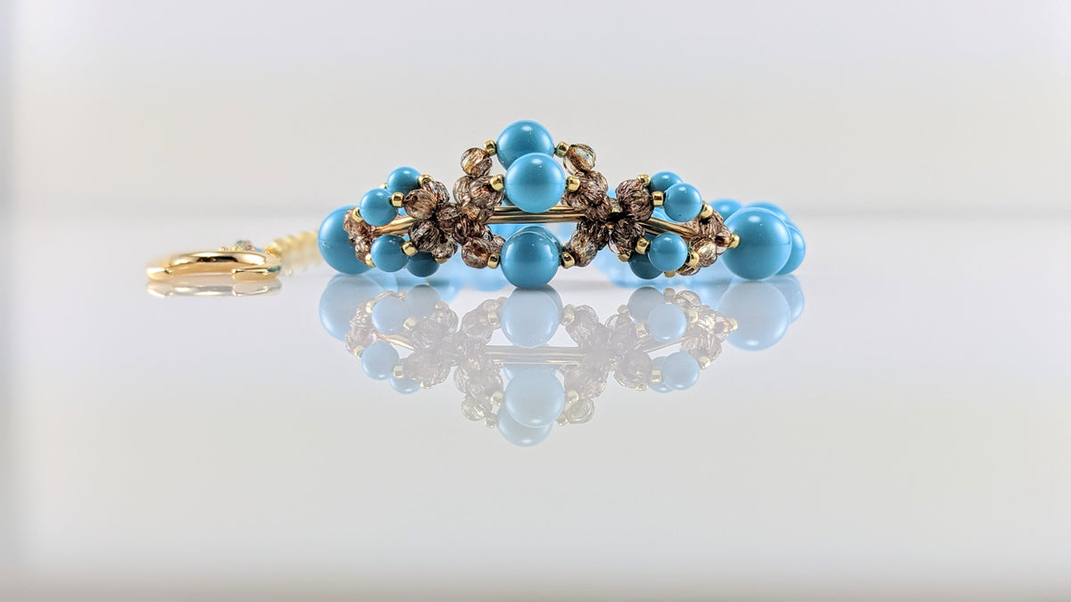 Turquoise blue crystal pearl necklace