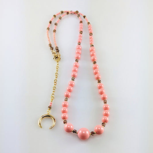 Pink crystal pearl necklace