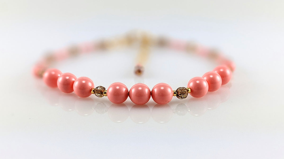 Pink crystal pearl bracelet