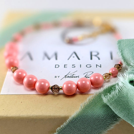 Pink crystal pearl bracelet