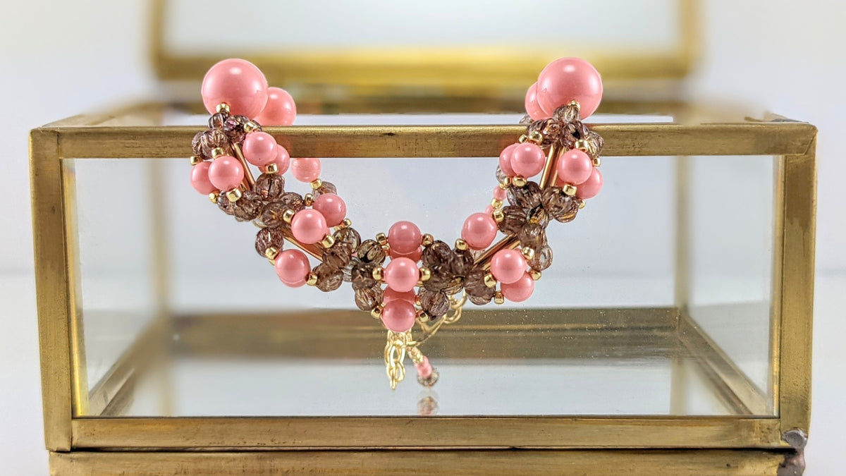 Pink crystal pearl bracelet