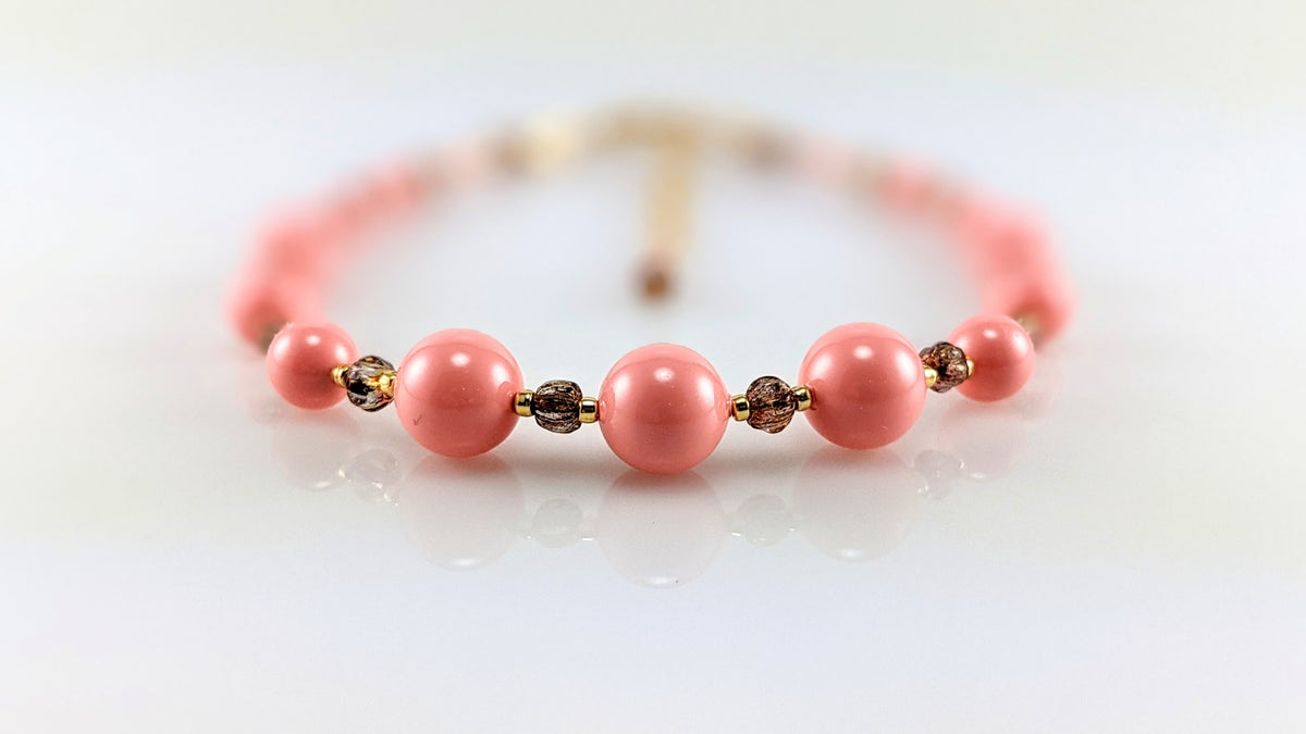 Pink crystal pearl bracelet