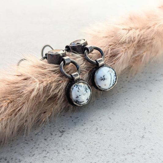 Dendritic Agate Earrings with Umber Accents