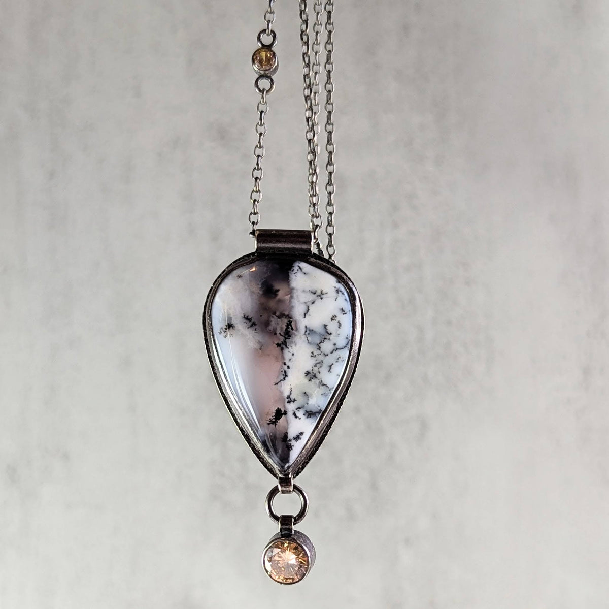 Dendritic Agate Necklace with Golden Accents
