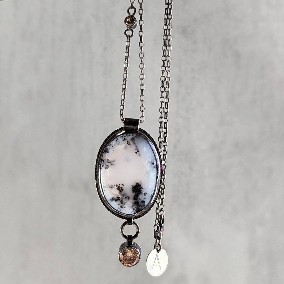Dendritic Agate Necklace with golden Accents