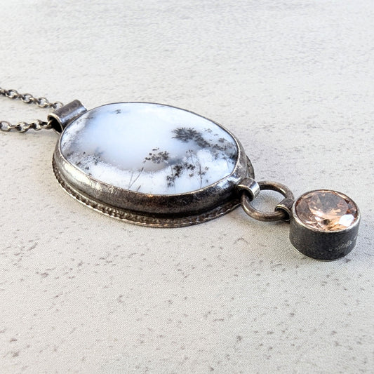 Dendritic Agate Necklace with golden Accents