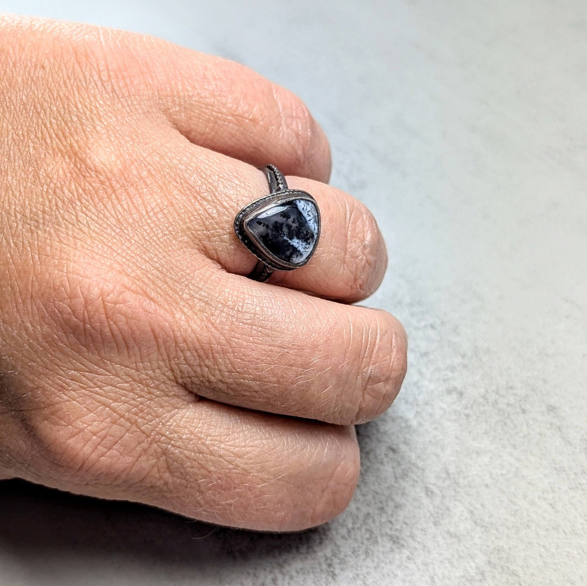 Dendritic Agate Silver Ring