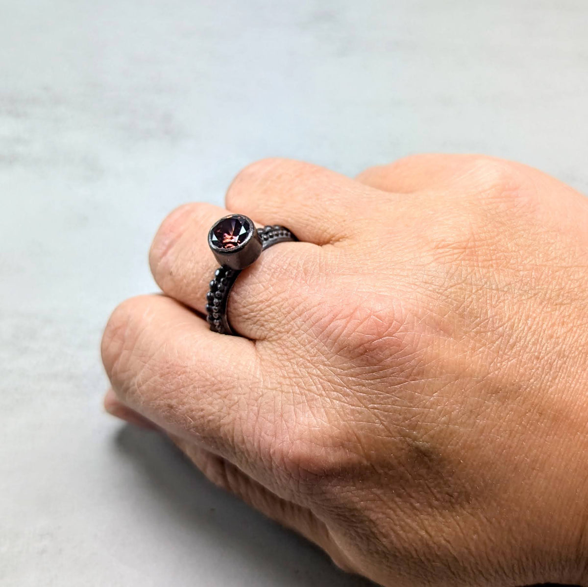 Umber cubic zirconia silver ring
