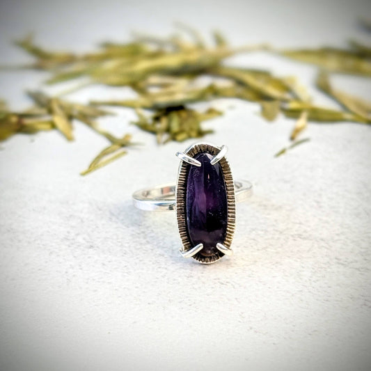 Sage Amethyst silver ring