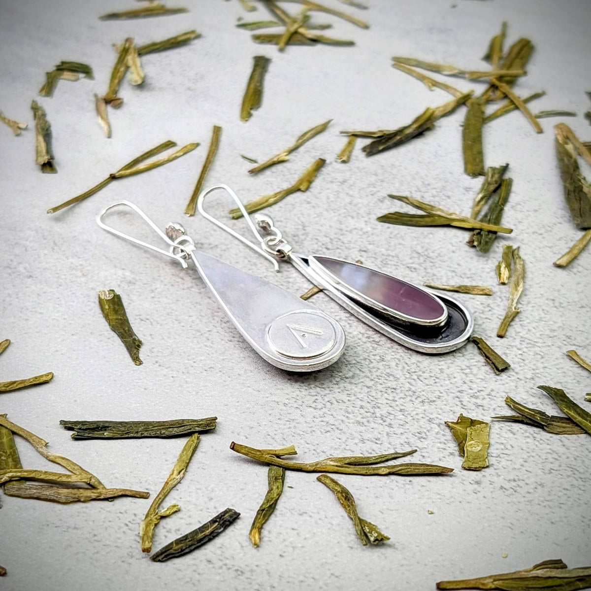 Purple Chalcedony silver earrings