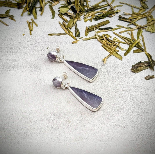 Amethyst and purple Chalcedony silver earrings