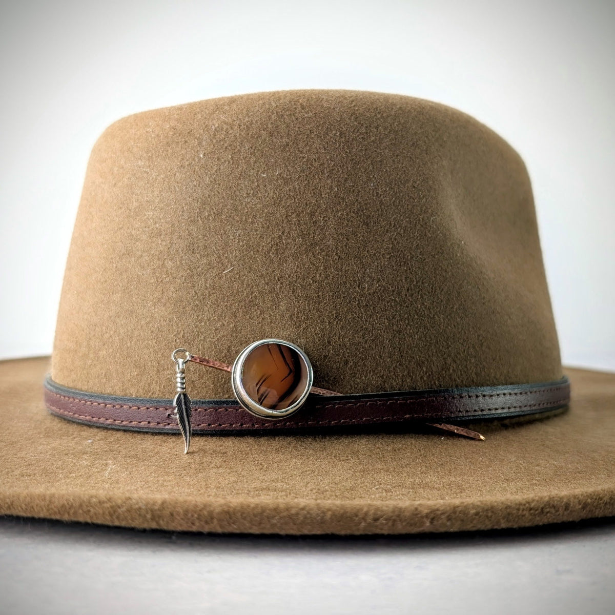 Montana Agate Hat Pick with Feather