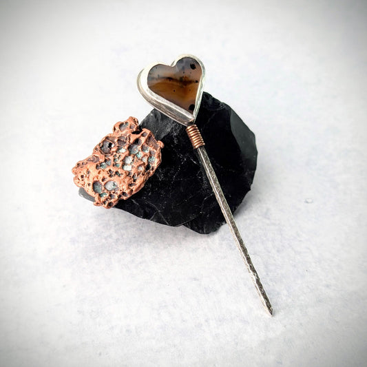 Montana Agate Heart Hat Pick