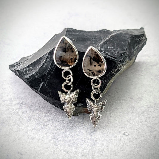 Grand Montana Agate Arrowhead Earrings