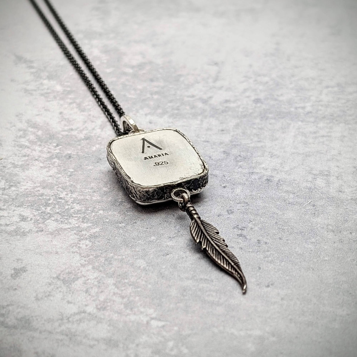 Montana Agate Necklace with Feather