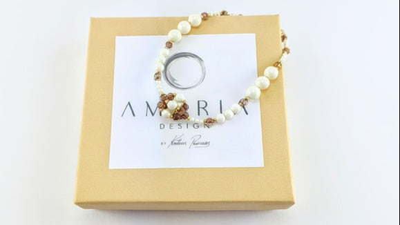 Ivory crystal pearl bracelet