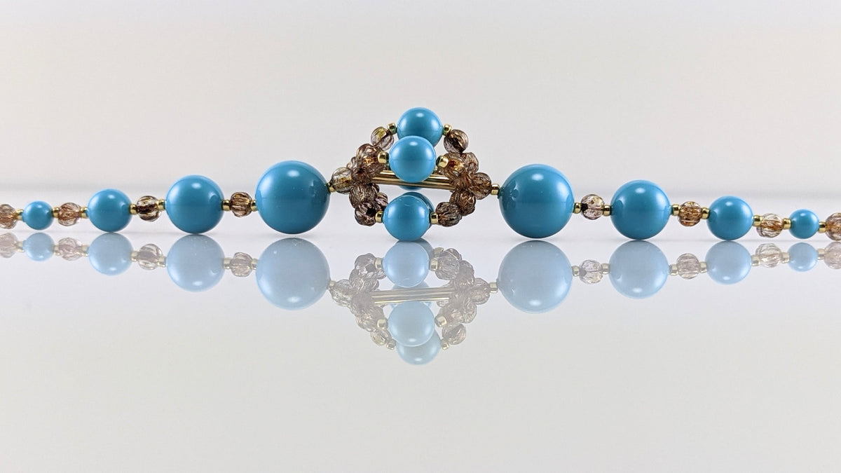 Turquoise blue crystal pearl bracelet