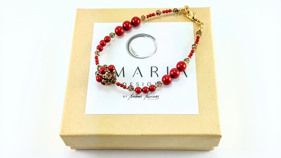 Red crystal pearl bracelet