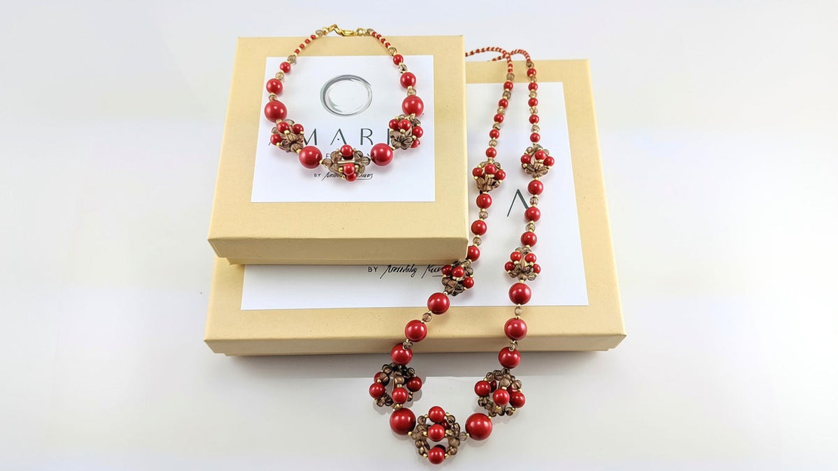 Red crystal pearl bracelet
