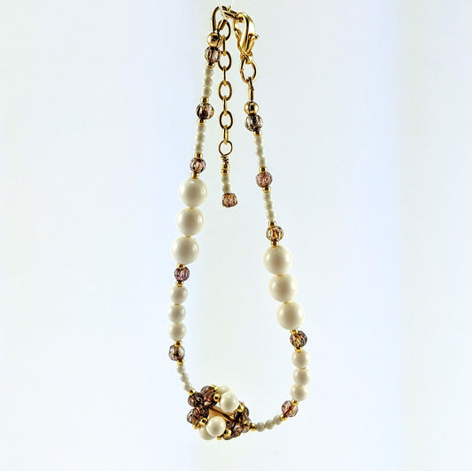 Ivory crystal pearl bracelet