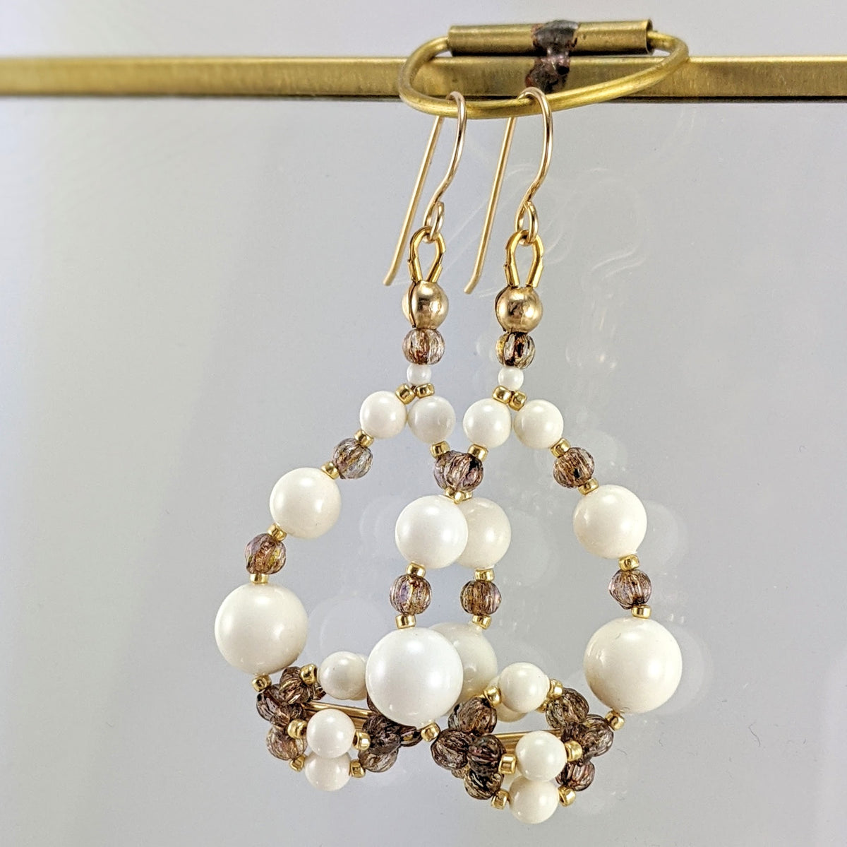Ivory crystal pearl earrings