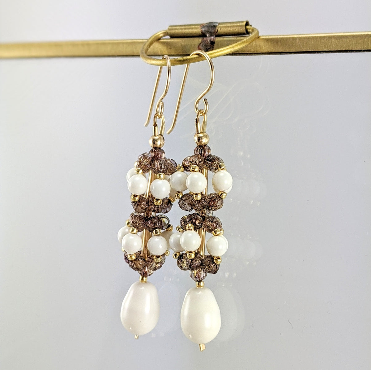 Ivory crystal pearl earrings