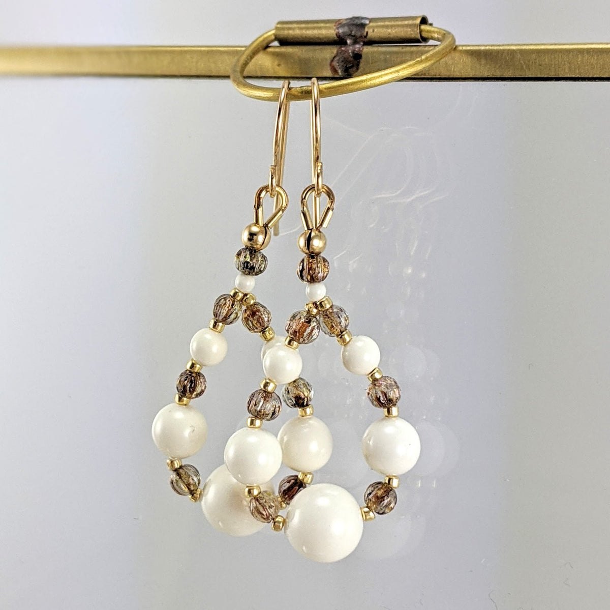 Ivory crystal pearl earrings