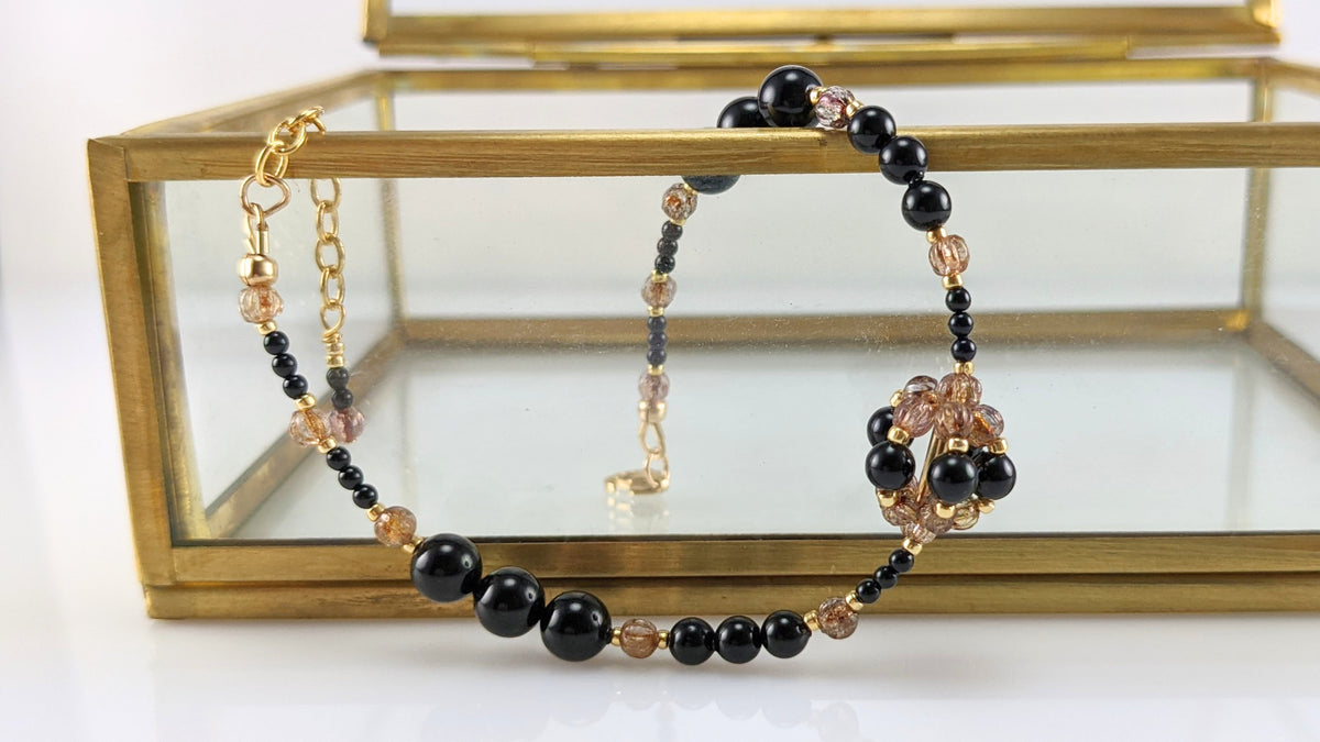 Mystic black crystal pearl bracelet