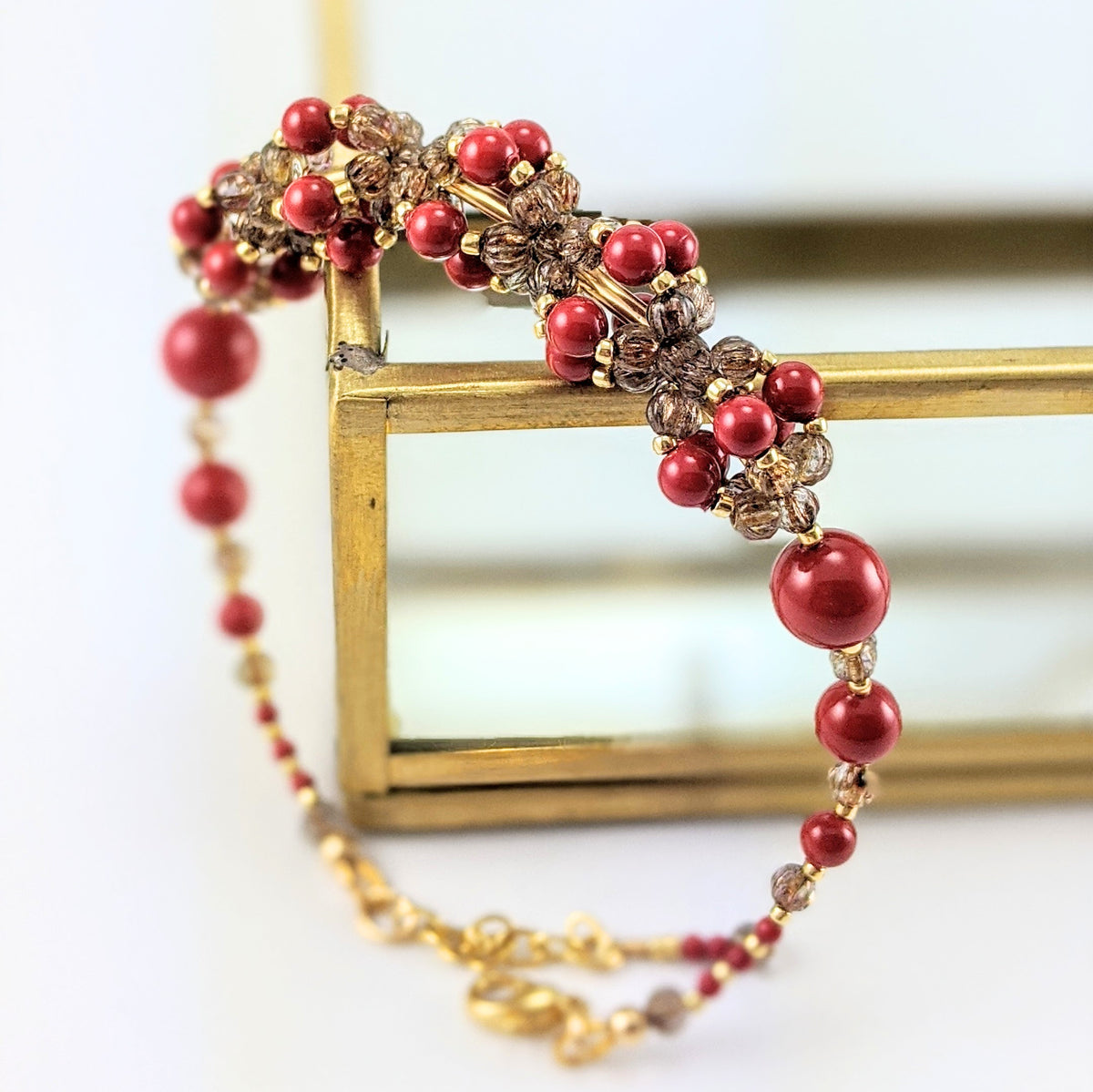 Red crystal pearl bracelet