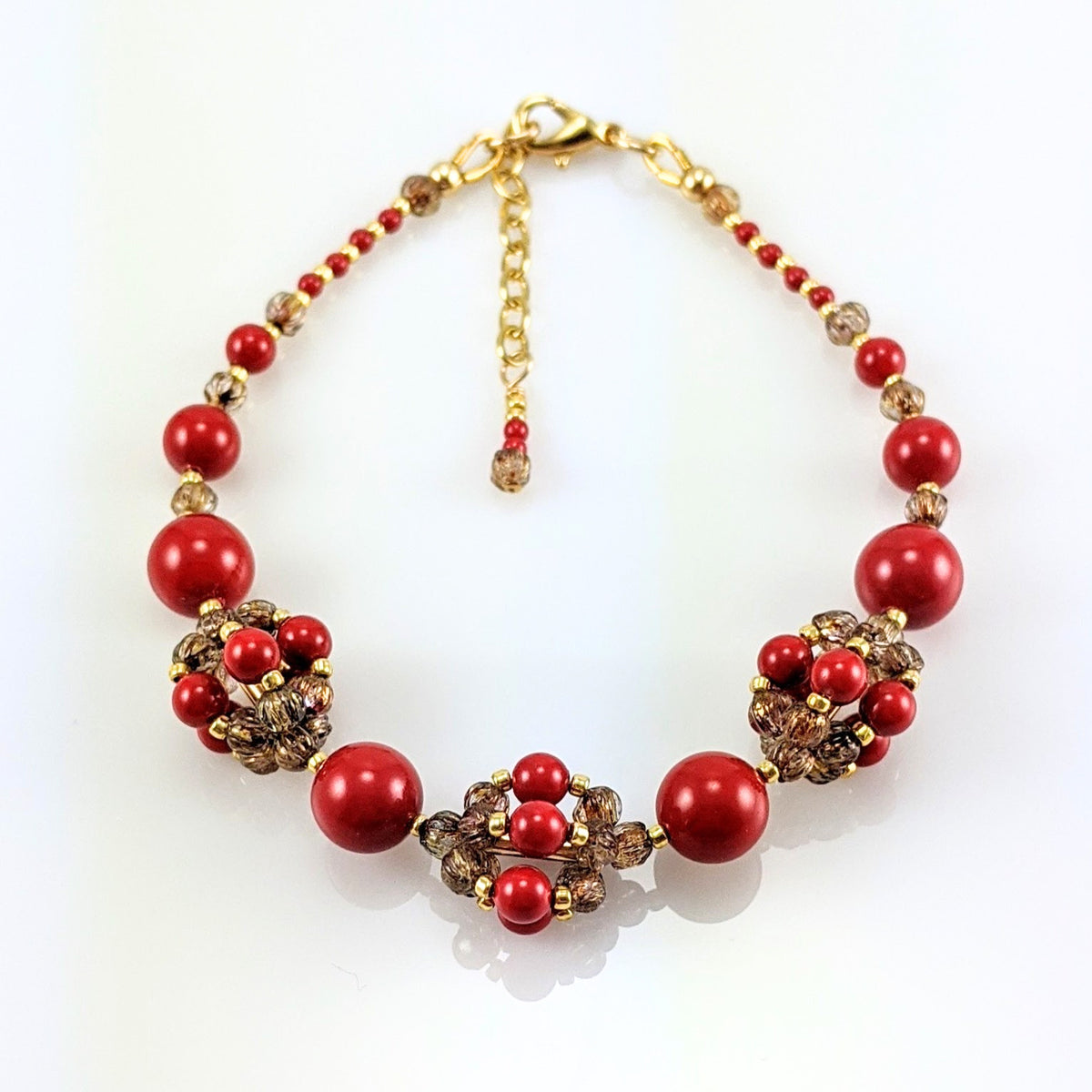 Red crystal pearl bracelet