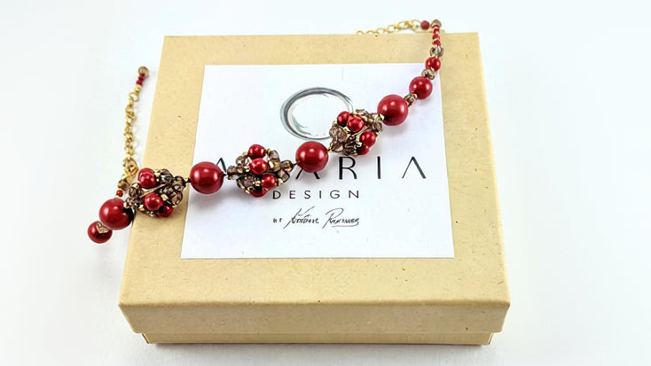 Red crystal pearl bracelet