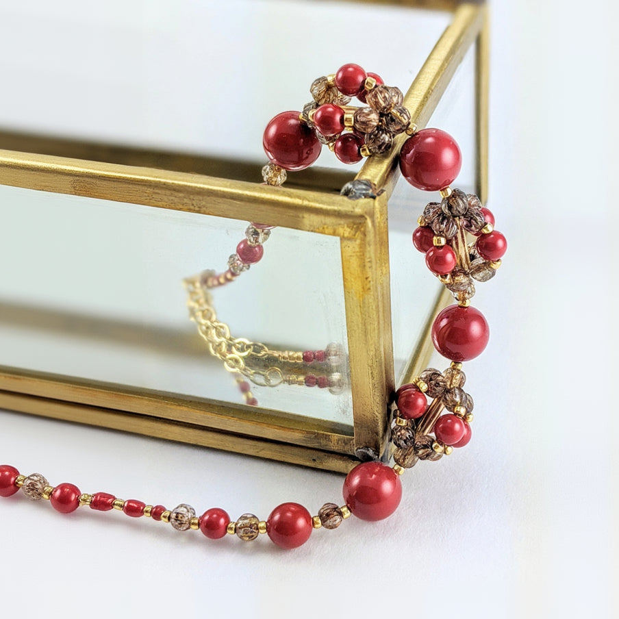Red crystal pearl bracelet