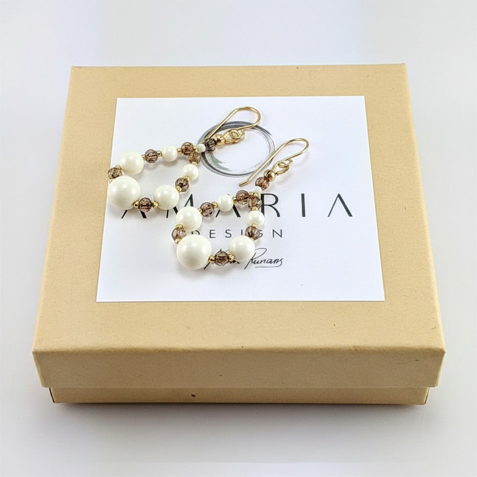 Ivory crystal pearl earrings