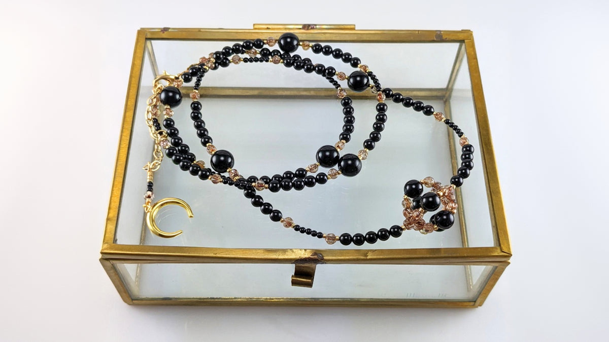 Mystic black crystal pearl necklace